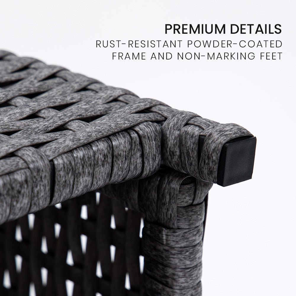 LONDON RATTAN Outdoor Dining Table 9 Piece Furniture Wicker Set, Grey-Furniture > Outdoor-PEROZ Accessories