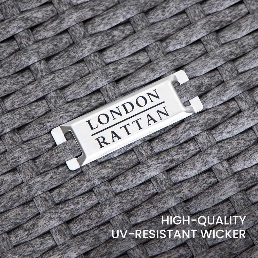 LONDON RATTAN 3 Piece Outdoor Furniture Set with Table and Chairs, Grey-Furniture > Outdoor-PEROZ Accessories