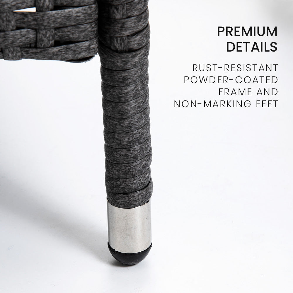 LONDON RATTAN 3 Piece Outdoor Furniture Set with Table and Chairs, Grey-Furniture > Outdoor-PEROZ Accessories