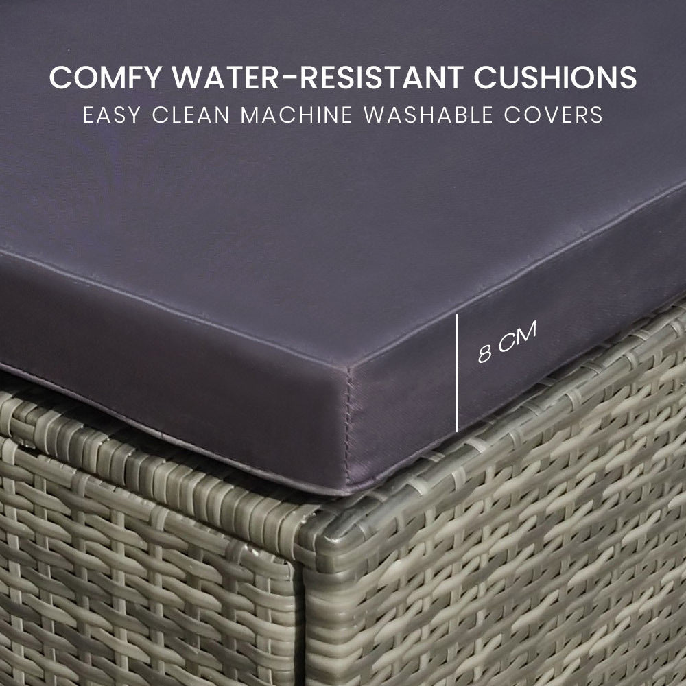 LONDON RATTAN 4 Seater Modular Outdoor Lounge Sofa Setting, Grey-Furniture > Outdoor-PEROZ Accessories