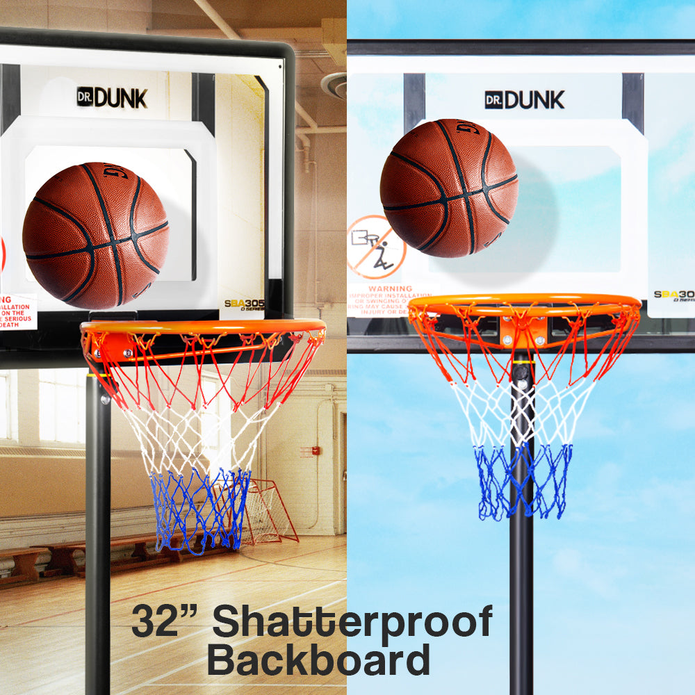 Dr.Dunk Adjustable Basketball Stand System Kids Hoop Portable Height Rim Ring-Sports & Fitness > Basketball & Accessories-PEROZ Accessories