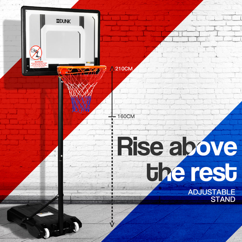 Dr.Dunk Adjustable Basketball Stand System Kids Hoop Portable Height Rim Ring-Sports & Fitness > Basketball & Accessories-PEROZ Accessories