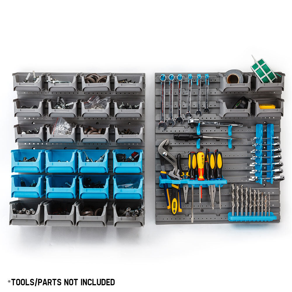 Baumr-AG 44 Part Storage Bin Rack Wall Mounted Tool Organiser Box Shelving-Tools > Tools Storage-PEROZ Accessories