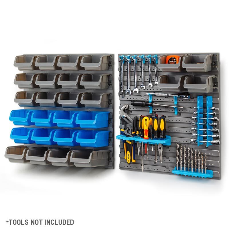 Baumr-AG 44 Part Storage Bin Rack Wall Mounted Tool Organiser Box Shelving-Tools > Tools Storage-PEROZ Accessories
