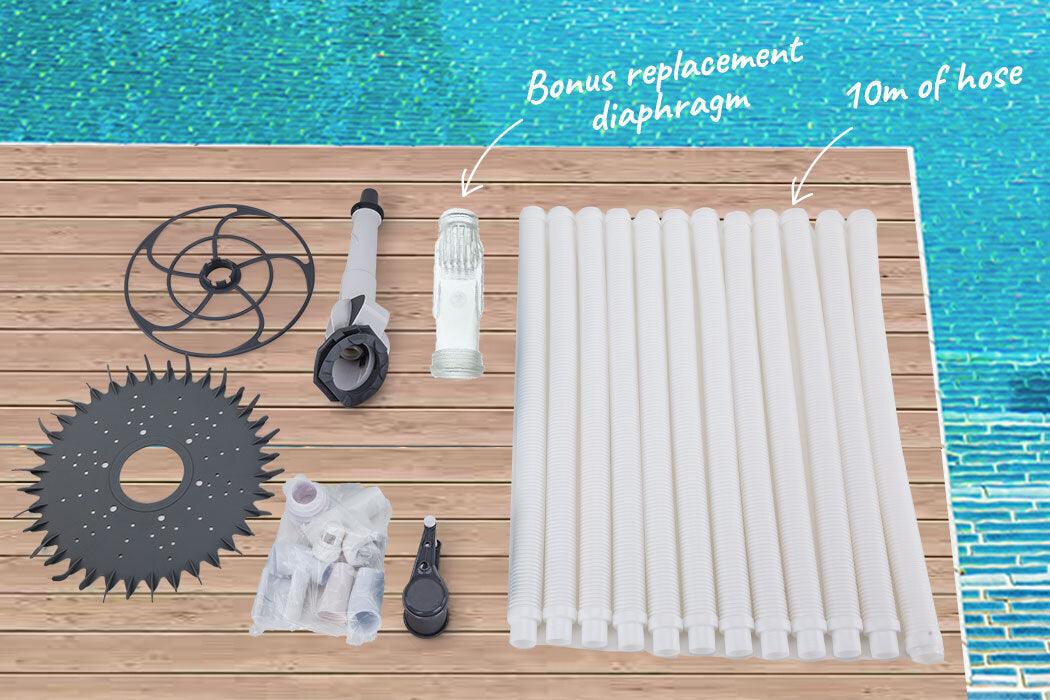 Aurelaqua Swimming Pool Cleaner Floor Climb Wall Automatic Vacuum Hose 10M-Pool Cleaners-PEROZ Accessories