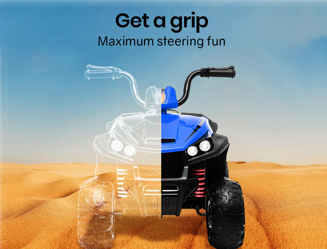 ROVO KIDS Electric Ride On ATV Quad Bike Battery Powered, Black and Blue-Baby & Kids > Ride on Cars, Go-karts & Bikes-PEROZ Accessories