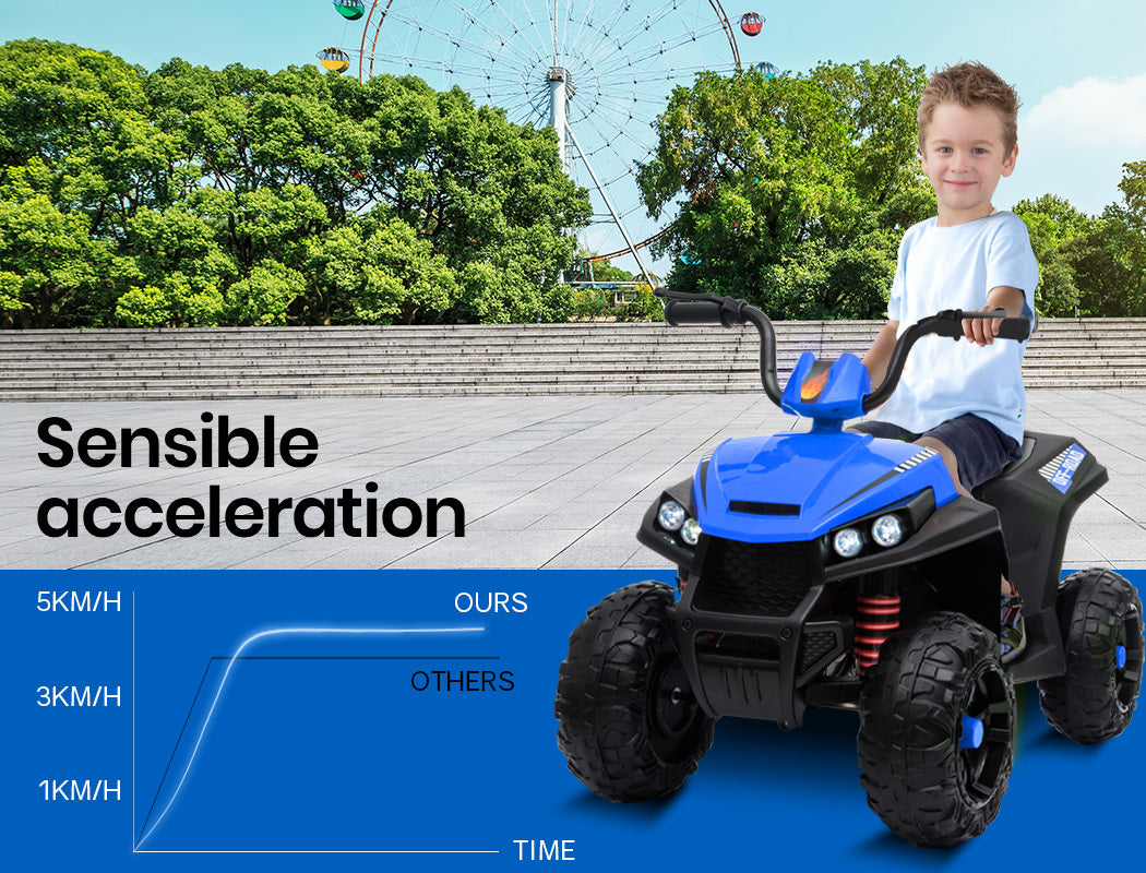 ROVO KIDS Electric Ride On ATV Quad Bike Battery Powered, Black and Blue-Baby & Kids > Ride on Cars, Go-karts & Bikes-PEROZ Accessories