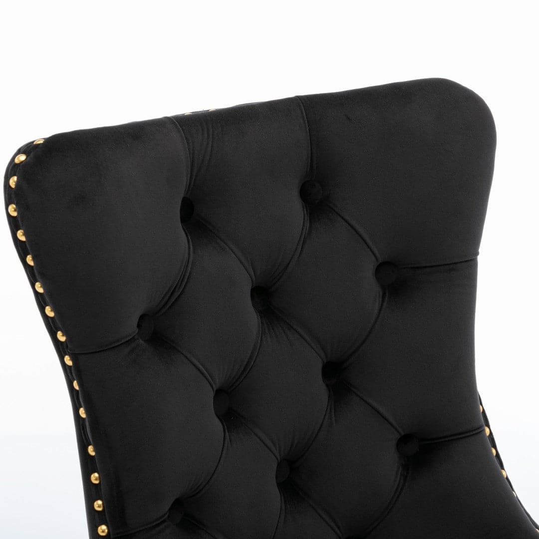 4x Velvet Dining Chairs with Golden Metal Legs-Black-Furniture > Bar Stools & Chairs-PEROZ Accessories