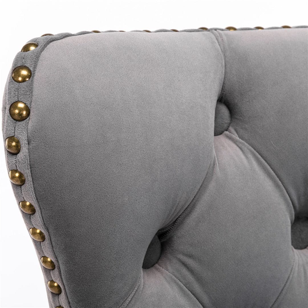 4x Height Adjustable Swivel Bar Stool Velvet Nailhead Barstool with Footrest-Furniture > Bar Stools & Chairs-PEROZ Accessories