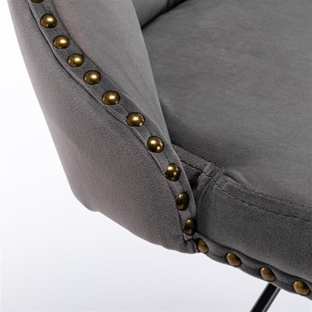 4x Height Adjustable Swivel Bar Stool Velvet Nailhead Barstool with Footrest-Furniture > Bar Stools & Chairs-PEROZ Accessories