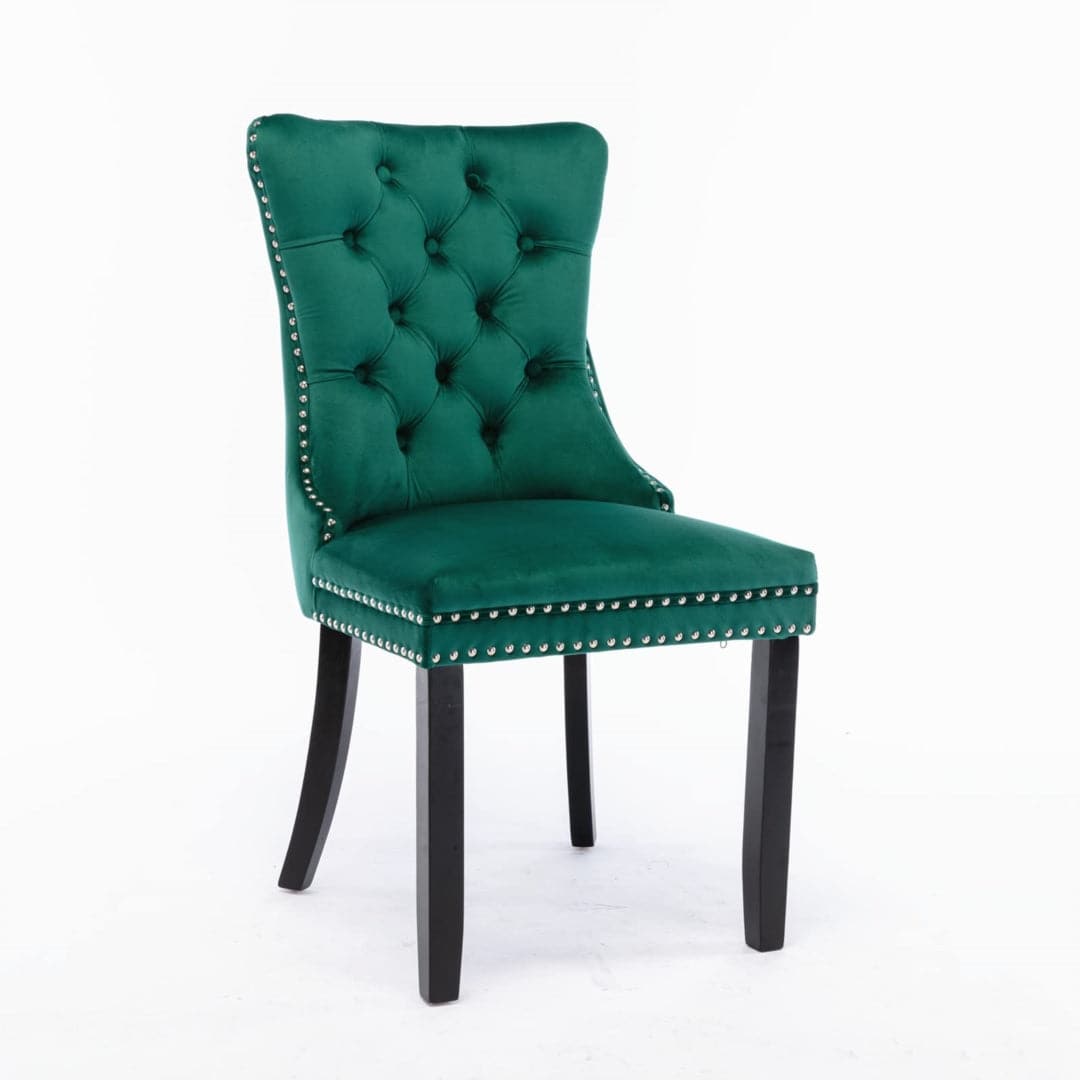 6x Velvet Dining Chairs- Green-Furniture > Bar Stools & Chairs-PEROZ Accessories