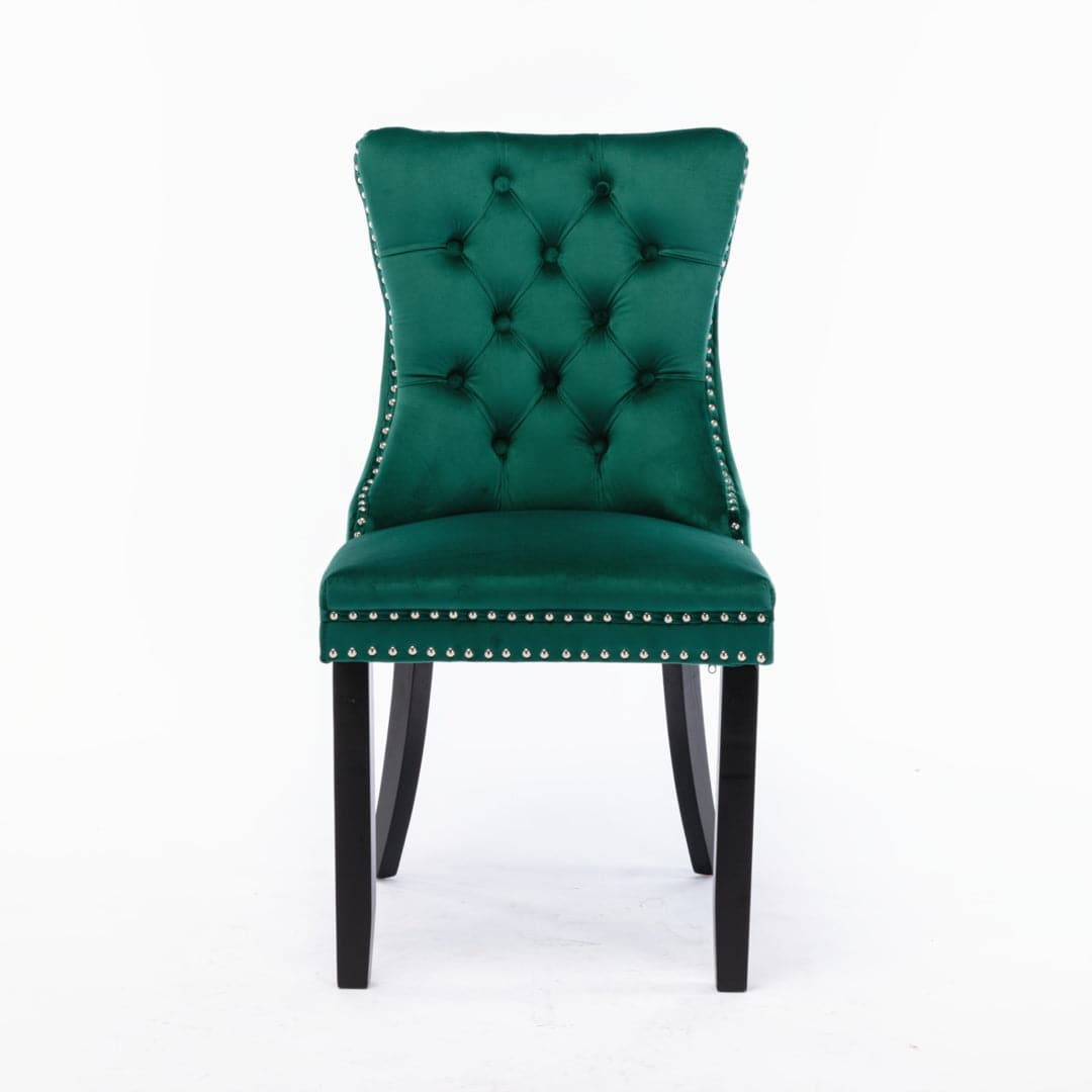 6x Velvet Dining Chairs- Green-Furniture > Bar Stools & Chairs-PEROZ Accessories