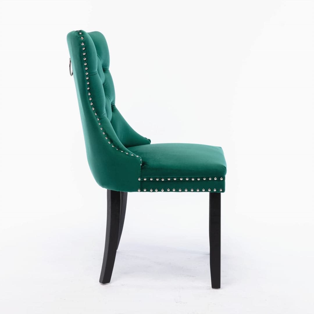 6x Velvet Dining Chairs- Green-Furniture > Bar Stools & Chairs-PEROZ Accessories