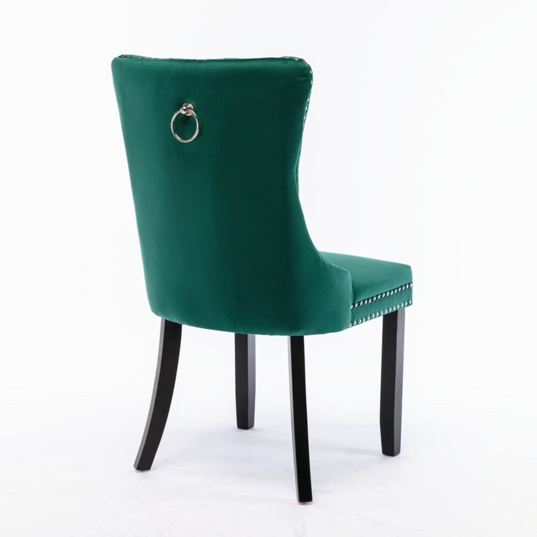 6x Velvet Dining Chairs- Green-Furniture > Bar Stools & Chairs-PEROZ Accessories