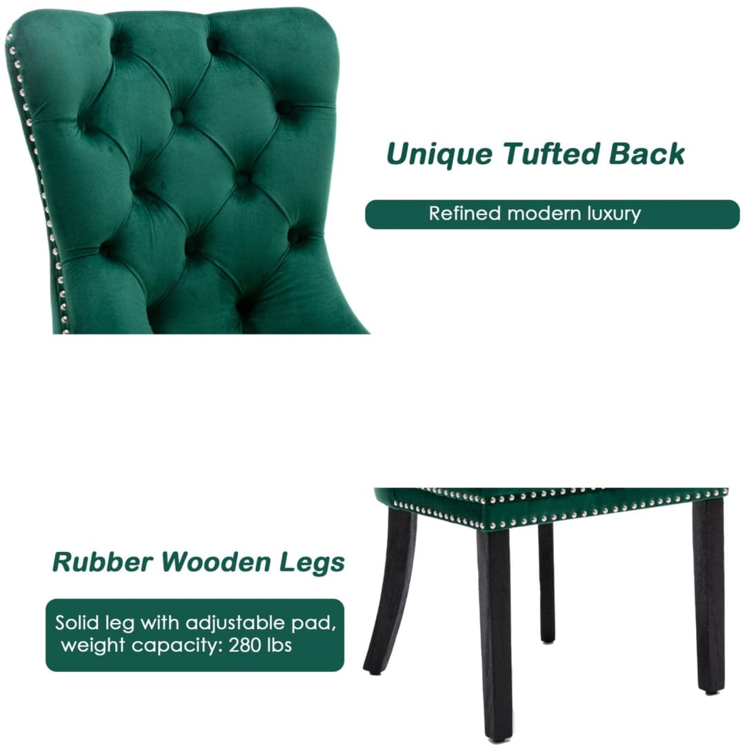 6x Velvet Dining Chairs- Green-Furniture > Bar Stools & Chairs-PEROZ Accessories