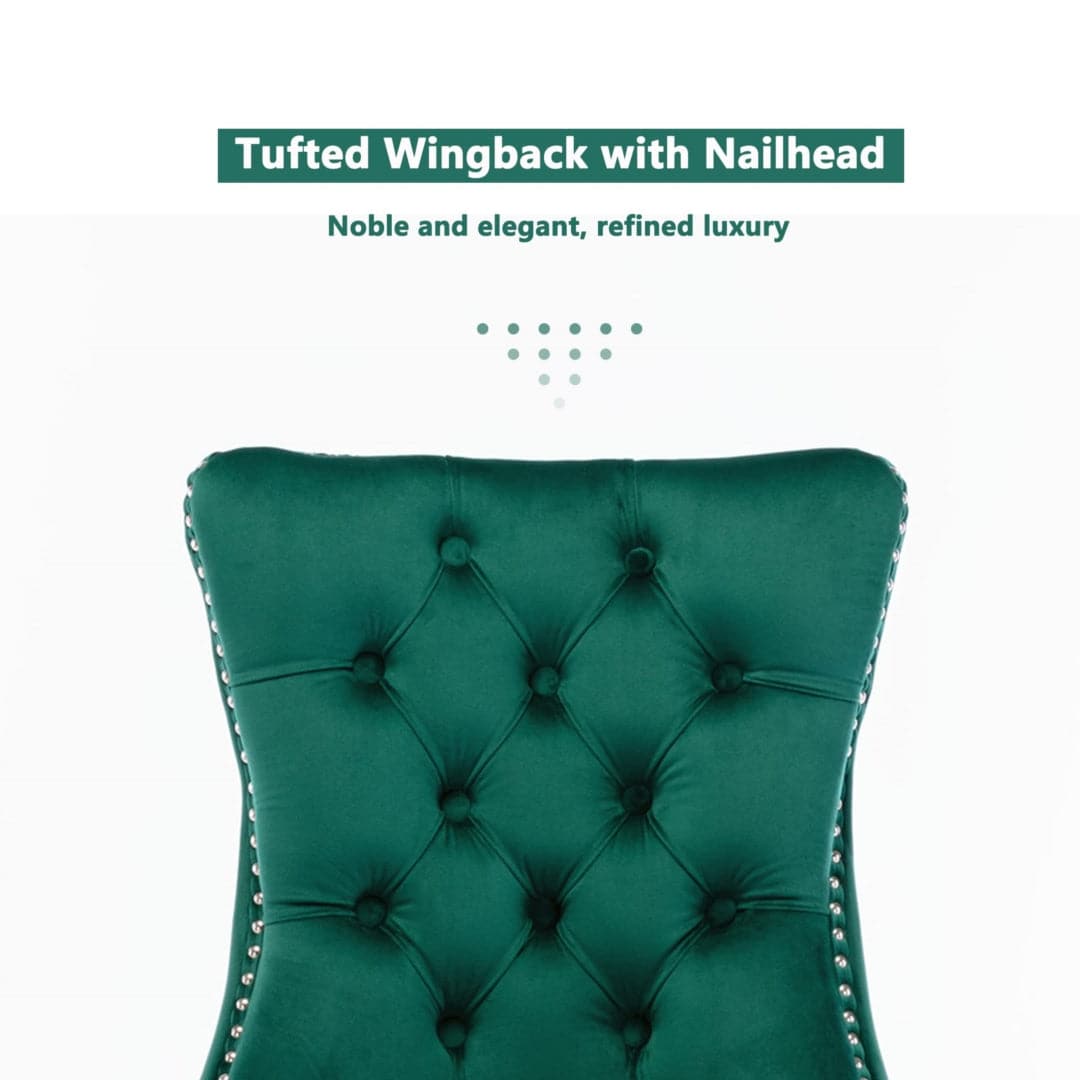 6x Velvet Dining Chairs- Green-Furniture > Bar Stools & Chairs-PEROZ Accessories