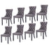 8x Velvet Dining Chairs Upholstered Tufted Kithcen Chair with Solid Wood Legs Stud Trim and Ring-Gray-Furniture > Bar Stools & Chairs-PEROZ Accessories