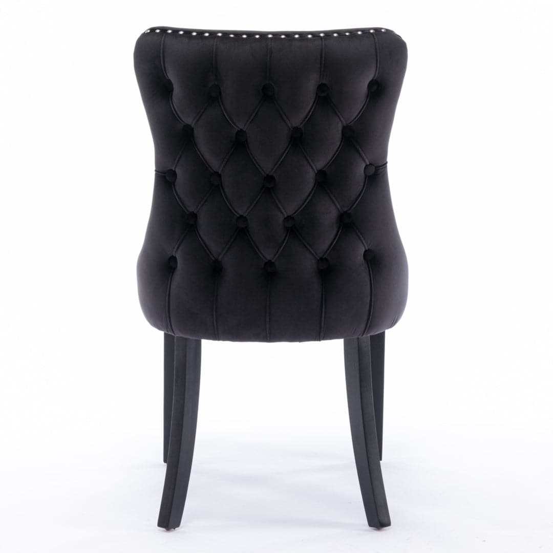 8x Velvet Upholstered Dining Chairs Tufted Wingback Side Chair with Studs Trim Solid Wood Legs for Kitchen-Furniture > Bar Stools & Chairs-PEROZ Accessories