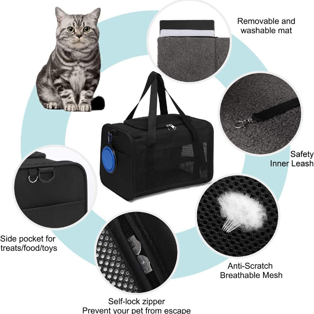 Floofi Portable Pet Carrier-L Size (Black) FI-PC-137-FCQ-Pet Carriers &amp; Travel Products-PEROZ Accessories