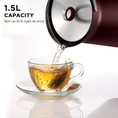 Morphy Richards 1.5L Aspect Kettle - Maroon with Cork-Effect Trim-Appliances &gt; Kitchen Appliances-PEROZ Accessories