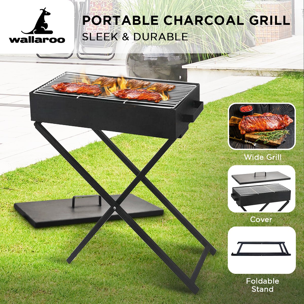 Wallaroo Charcoal BBQ Grill - Adjustable Height-Home & Garden > BBQ-PEROZ Accessories