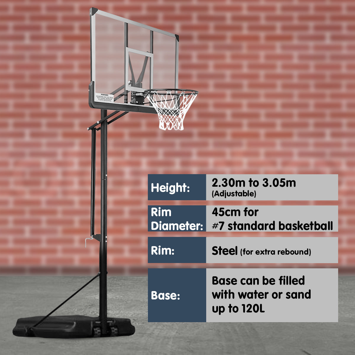 Kahuna Height-Adjustable Basketball Portable Hoop for Kids and Adults-Sports & Fitness > Basketball & Accessories-PEROZ Accessories