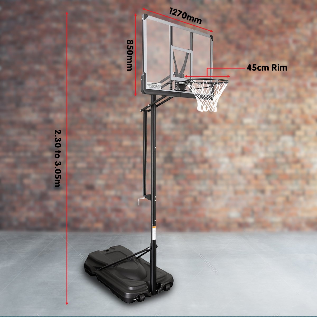 Kahuna Height-Adjustable Basketball Portable Hoop for Kids and Adults-Sports & Fitness > Basketball & Accessories-PEROZ Accessories