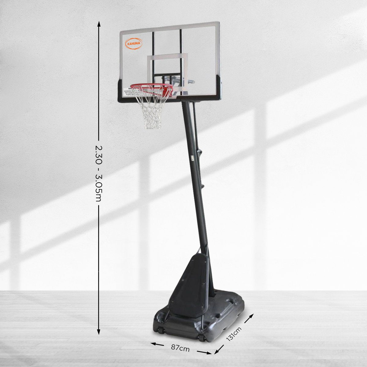 Kahuna Portable Basketball Hoop System 2.3 to 3.05m for Kids & Adults-Sports & Fitness > Basketball & Accessories-PEROZ Accessories