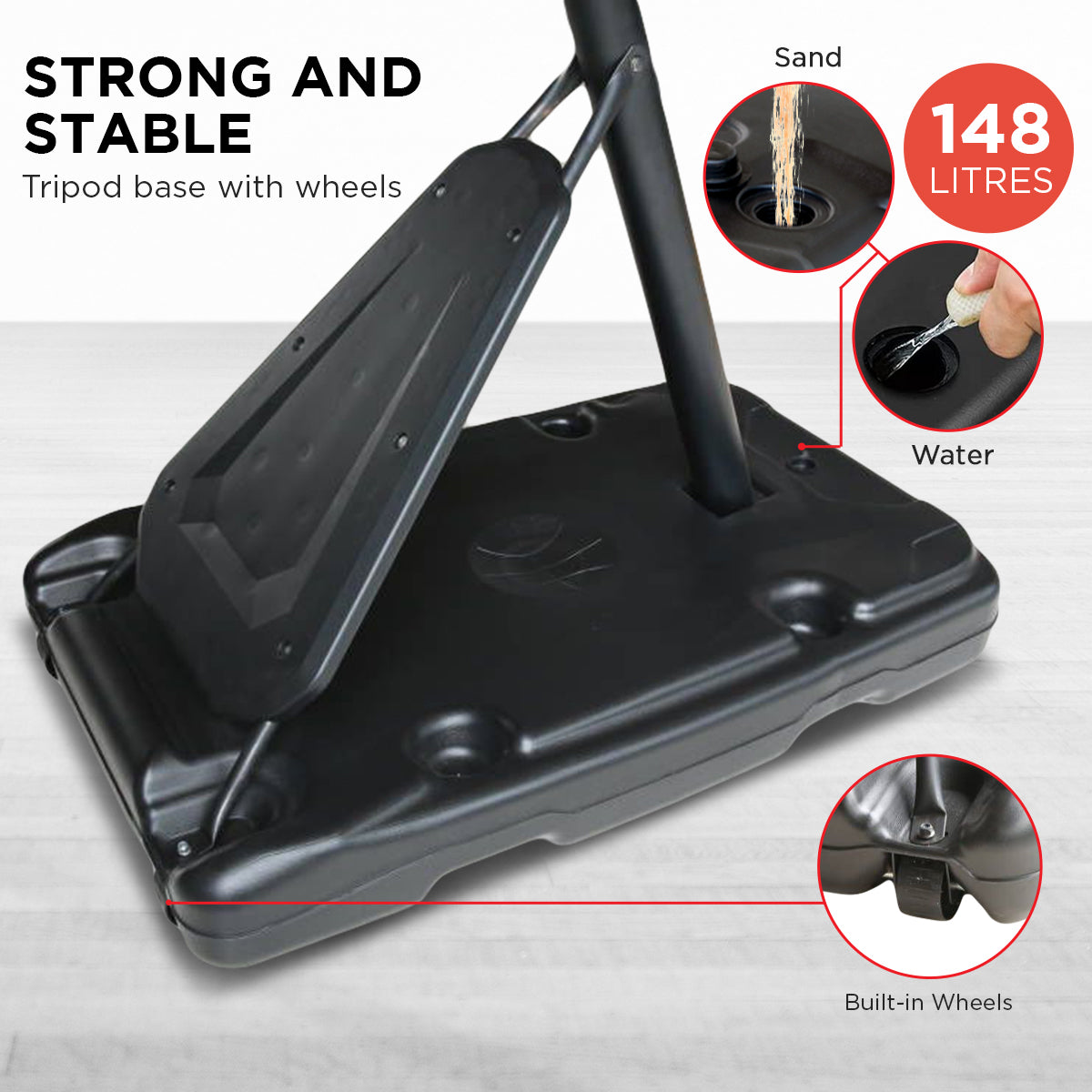 Kahuna Portable Basketball Hoop System 2.3 to 3.05m for Kids & Adults-Sports & Fitness > Basketball & Accessories-PEROZ Accessories