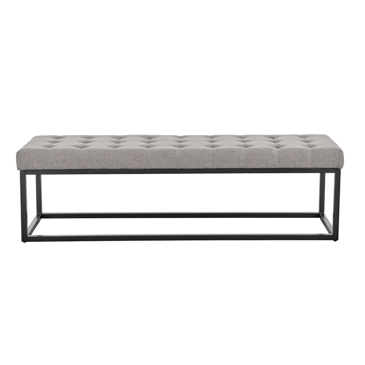 Sarantino Cameron Button-tufted Upholstered Bench With Metal Legs By Sarantino - Light Grey Linen-Furniture > Living Room-PEROZ Accessories