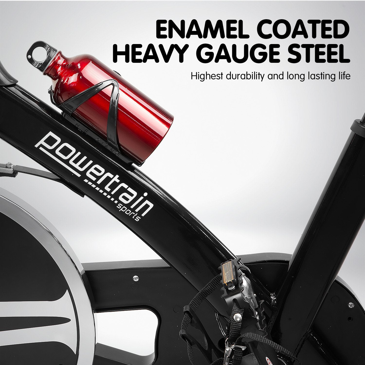 Powertrain Home Gym Flywheel Exercise Spin Bike - Black-Sports & Fitness > Bikes & Accessories-PEROZ Accessories