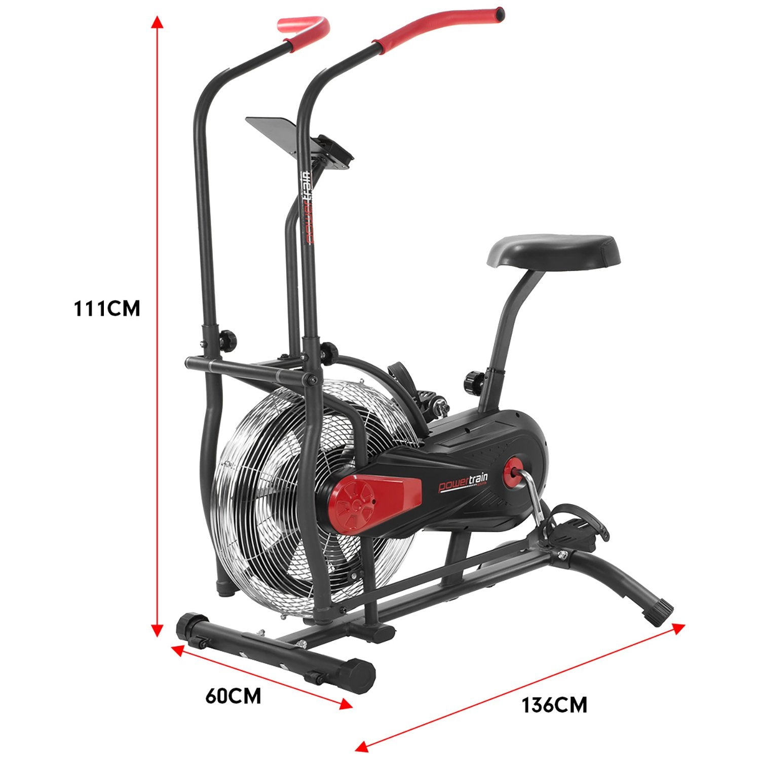 Powertrain Air Resistance Fan Exercise Bike Cardio - Black-Sports & Fitness > Bikes & Accessories-PEROZ Accessories