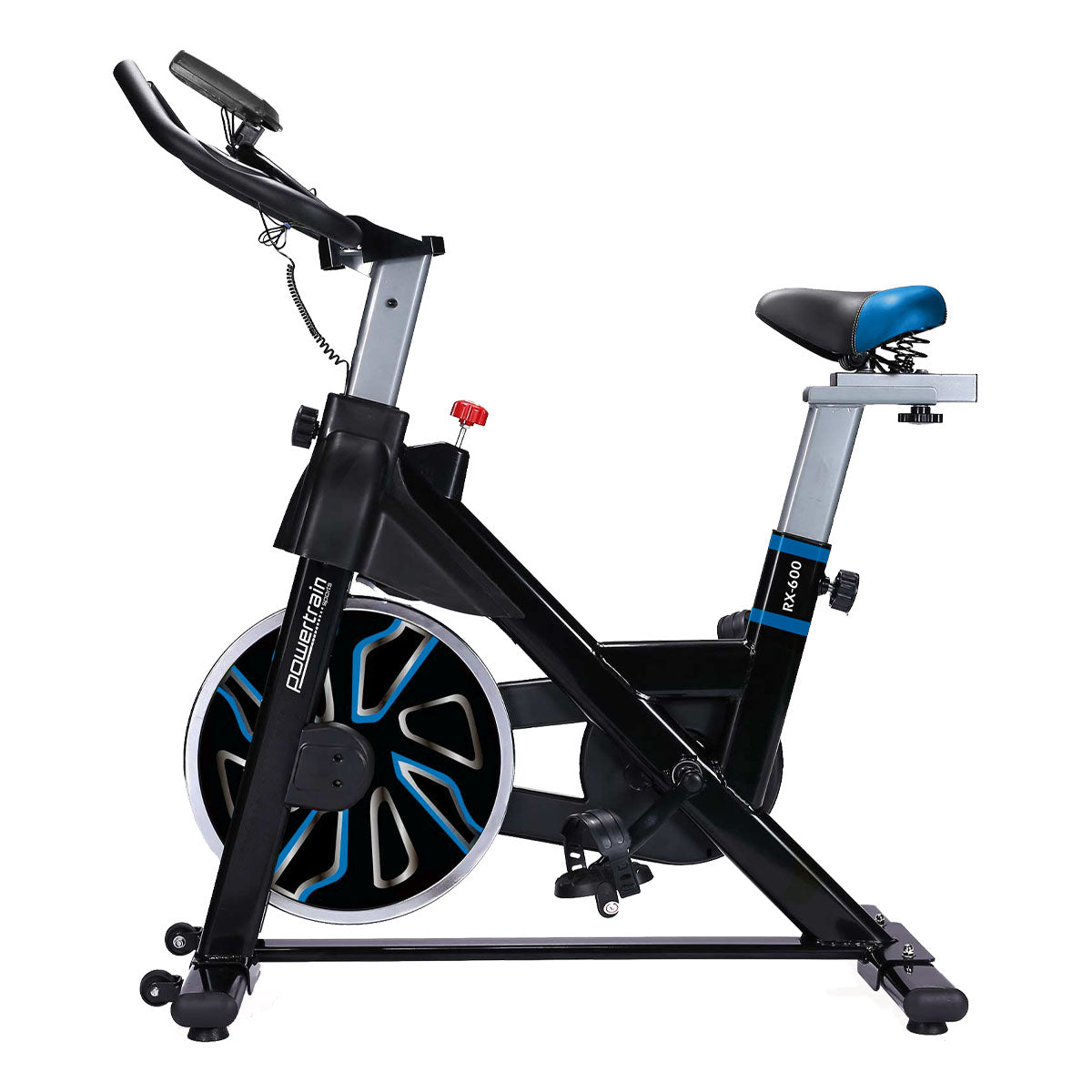 PowerTrain RX-600 Exercise Spin Bike Cardio Cycle - Blue-Sports & Fitness > Bikes & Accessories-PEROZ Accessories