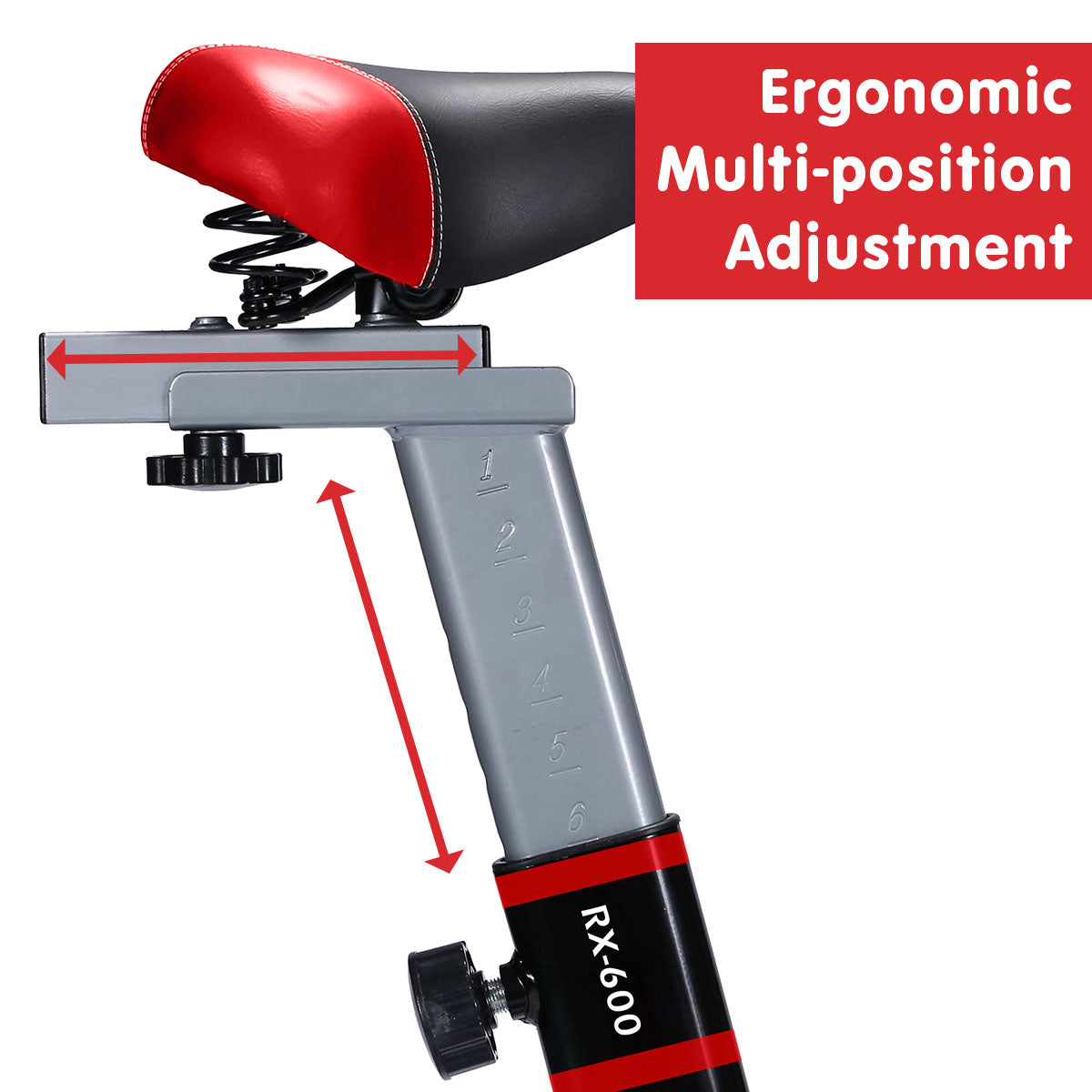 Powertrain RX-600 Exercise Spin Bike Cardio Cycle - Red-Sports & Fitness > Bikes & Accessories-PEROZ Accessories