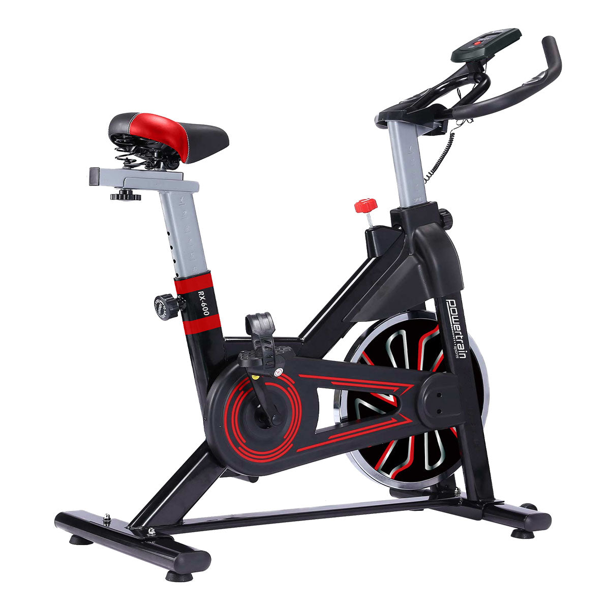 Powertrain RX-600 Exercise Spin Bike Cardio Cycle - Red-Sports & Fitness > Bikes & Accessories-PEROZ Accessories