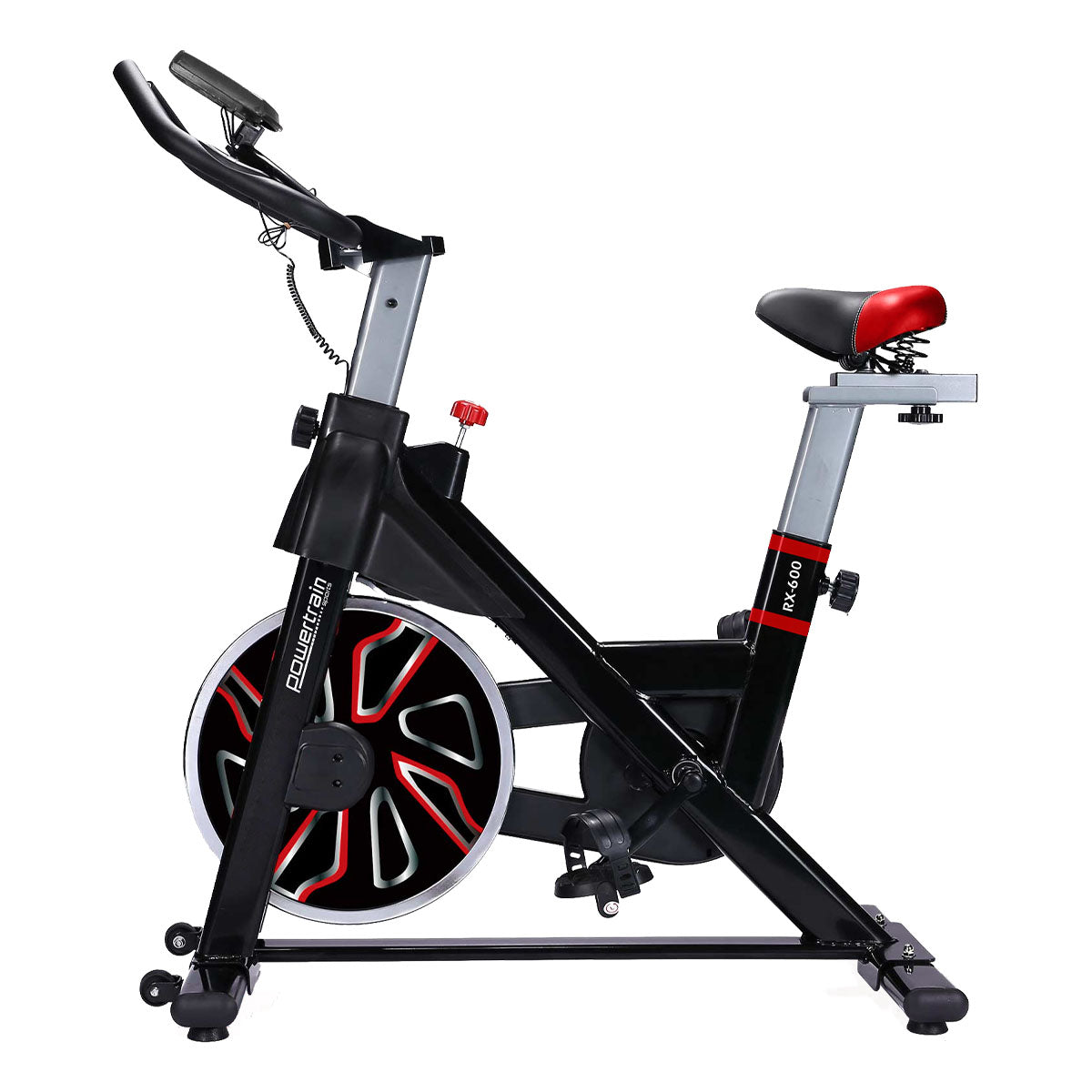 Powertrain RX-600 Exercise Spin Bike Cardio Cycle - Red-Sports & Fitness > Bikes & Accessories-PEROZ Accessories