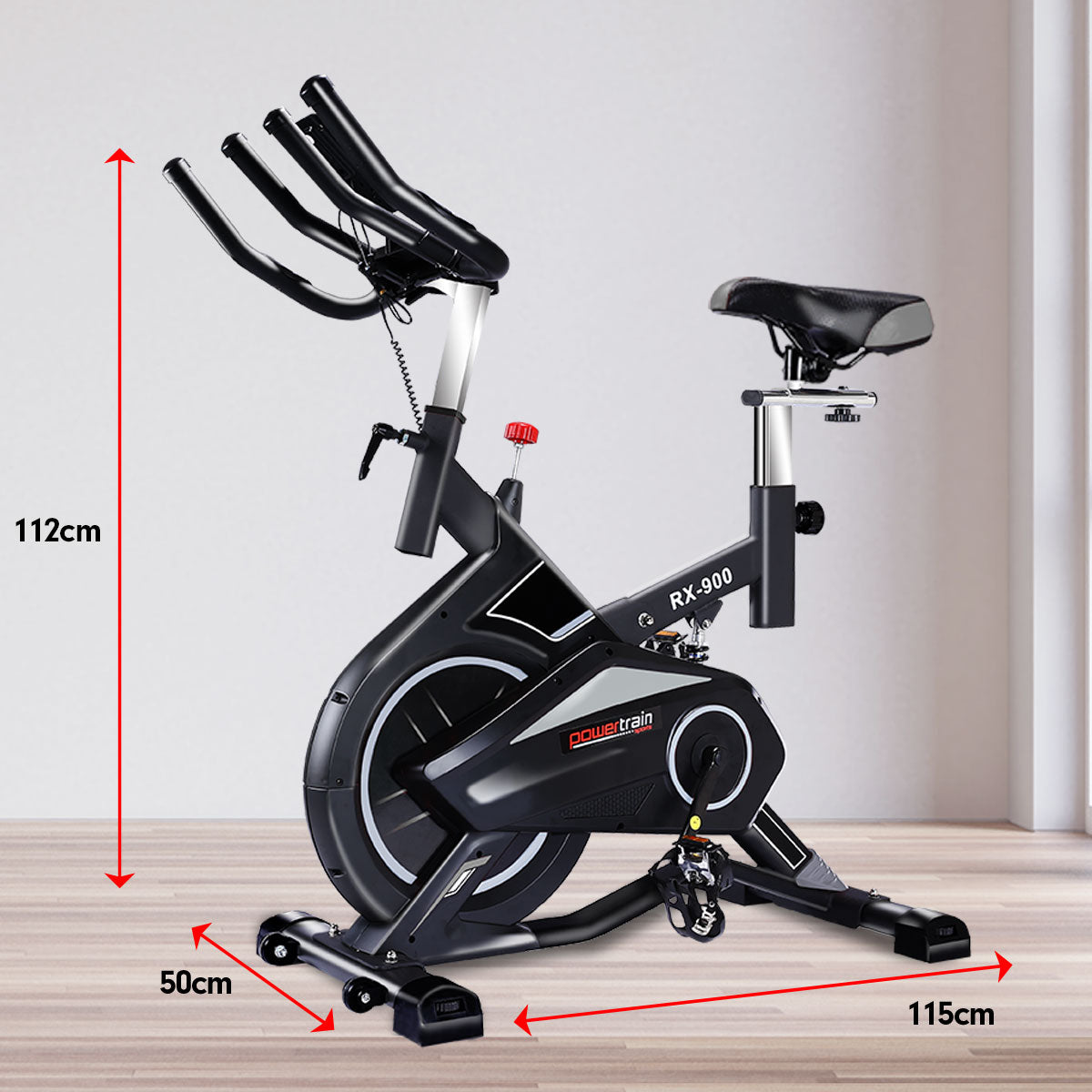 Powertrain RX-900 Exercise Spin Bike Cardio Cycling - Silver-Sports & Fitness > Bikes & Accessories-PEROZ Accessories