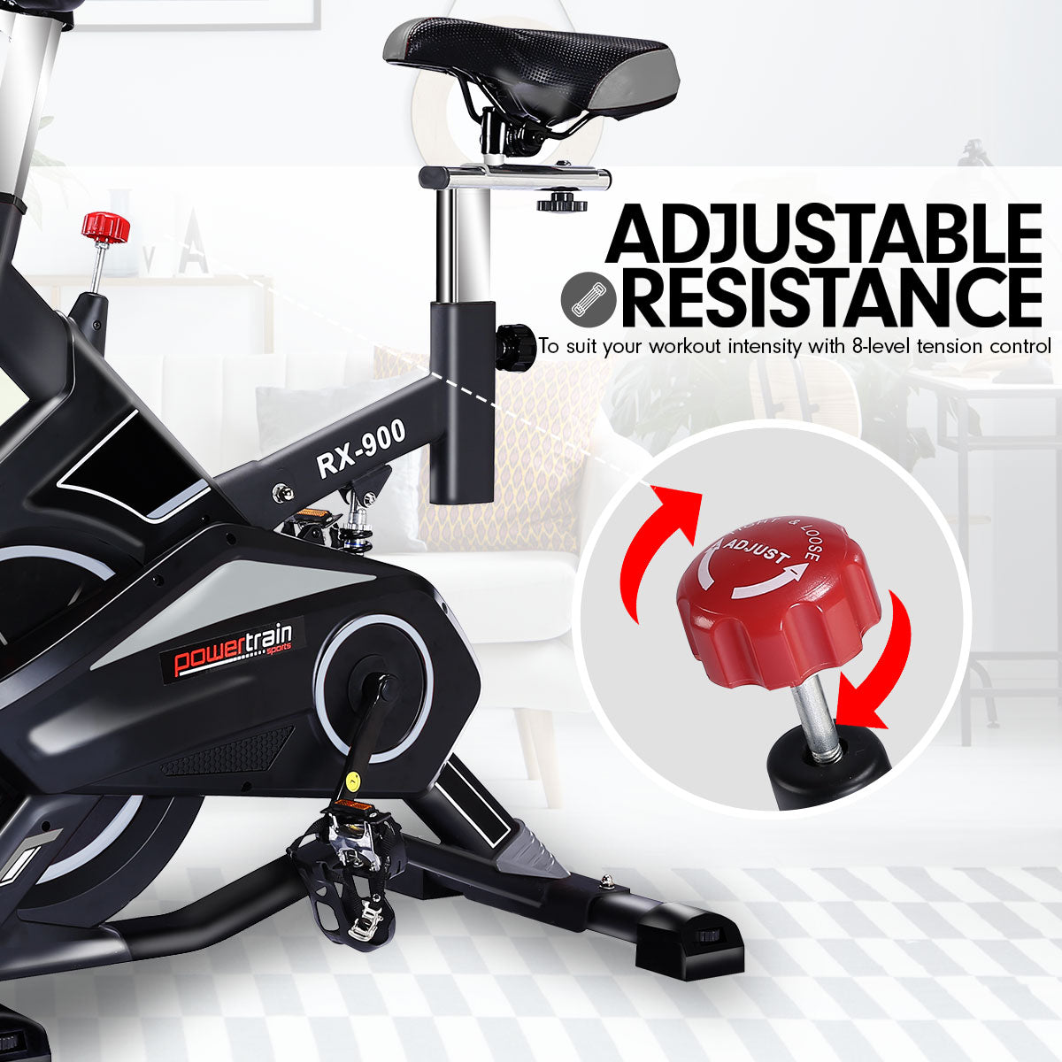 Powertrain RX-900 Exercise Spin Bike Cardio Cycling - Silver-Sports & Fitness > Bikes & Accessories-PEROZ Accessories