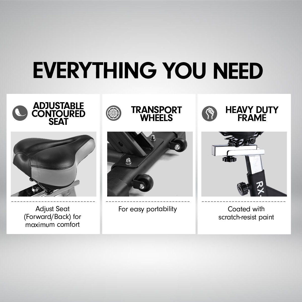 Powertrain RX-900 Exercise Spin Bike Cardio Cycling - Silver-Sports & Fitness > Bikes & Accessories-PEROZ Accessories