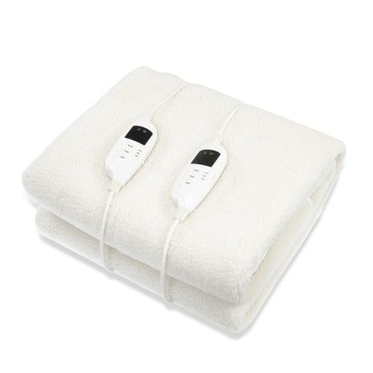 Laura Hill Heated Electric Blanket Double Size Fitted Fleece Underlay Winter Throw - White-Electric Throw Blanket-PEROZ Accessories