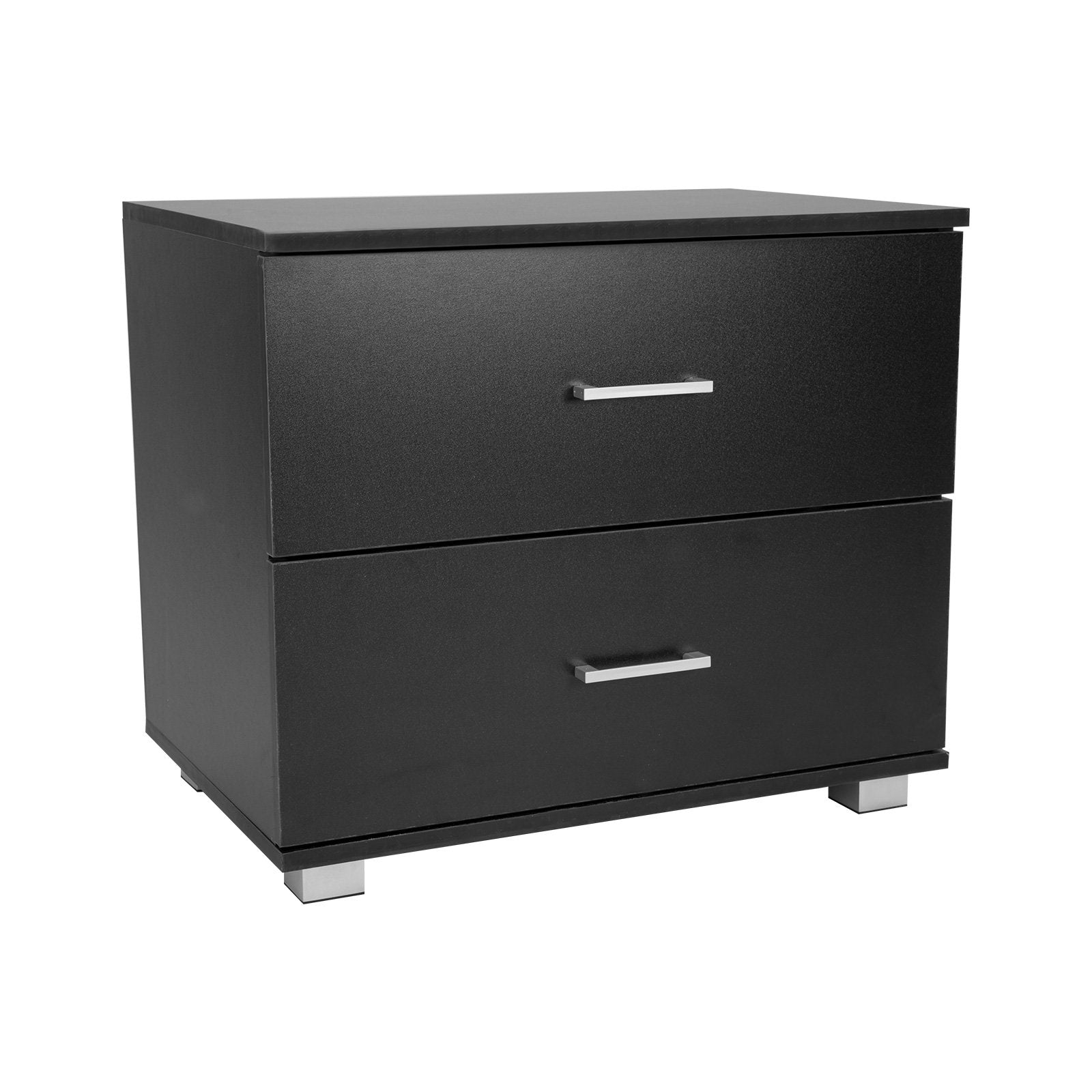 Sarantino Bedside Table Cabinet Storage Chest 2 Drawers Lamp Side Nightstand - Black-Furniture > Bedroom-PEROZ Accessories