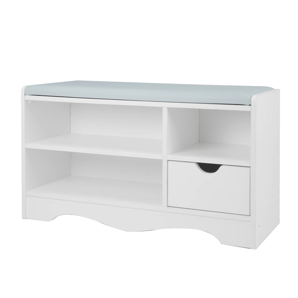 Sarantino Shoe Rack Cabinet Organiser Grey Cushion Stool Bench - 80 X 30 X 45 - White-Furniture > Living Room-PEROZ Accessories