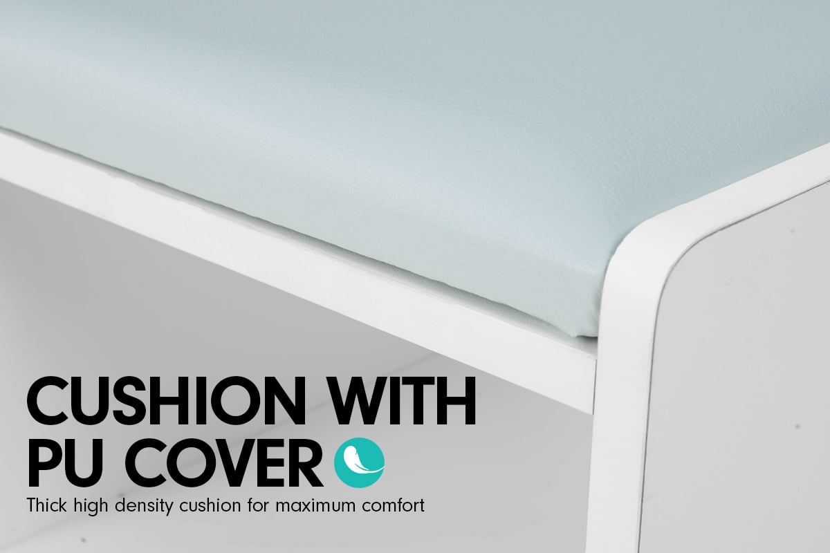 Sarantino Shoe Rack Cabinet Organiser Grey Cushion Stool Bench - 80 X 30 X 45 - White-Furniture > Living Room-PEROZ Accessories
