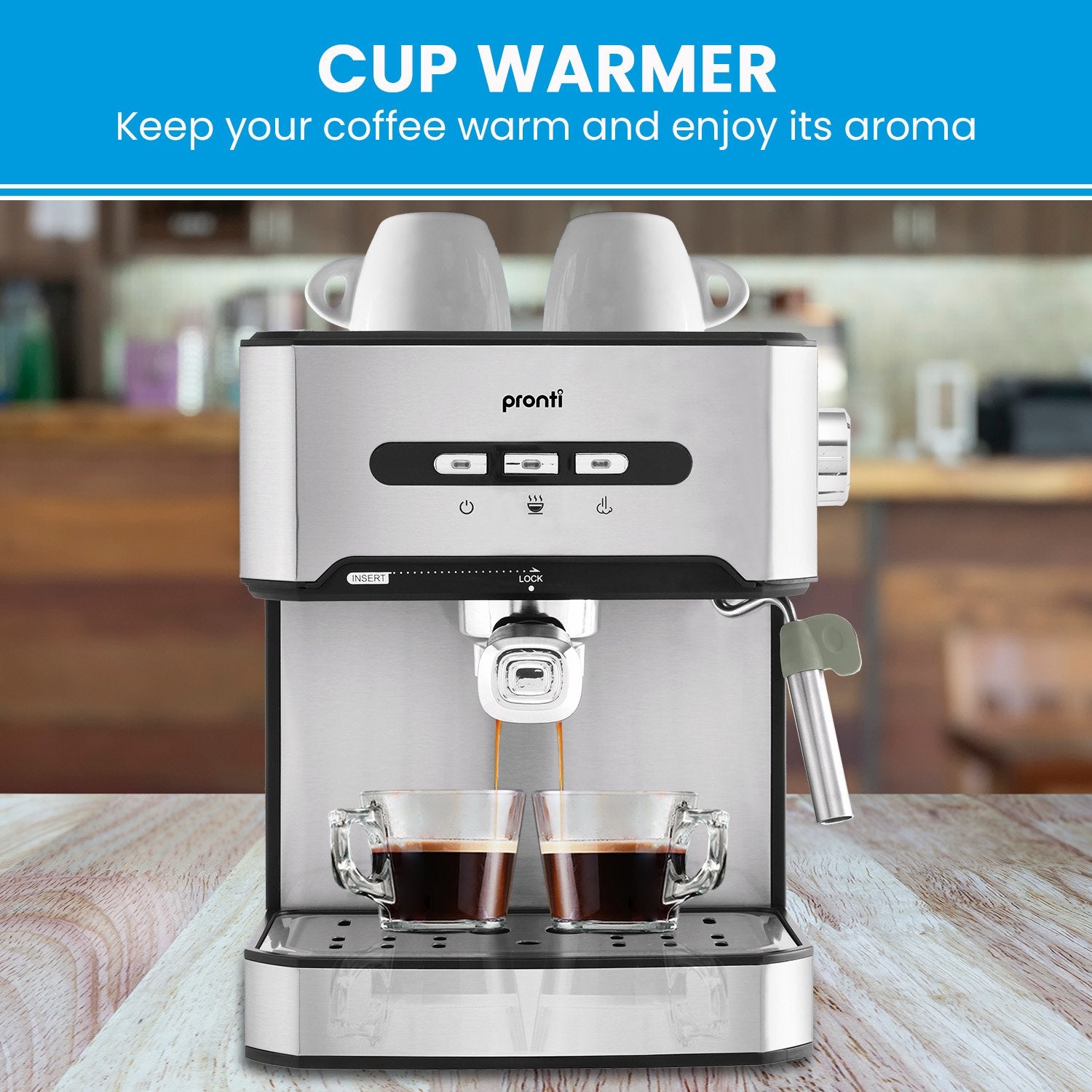 Pronti 1.6L Automatic Coffee Espresso Machine with Steam Frother-Appliances > Kitchen Appliances-PEROZ Accessories