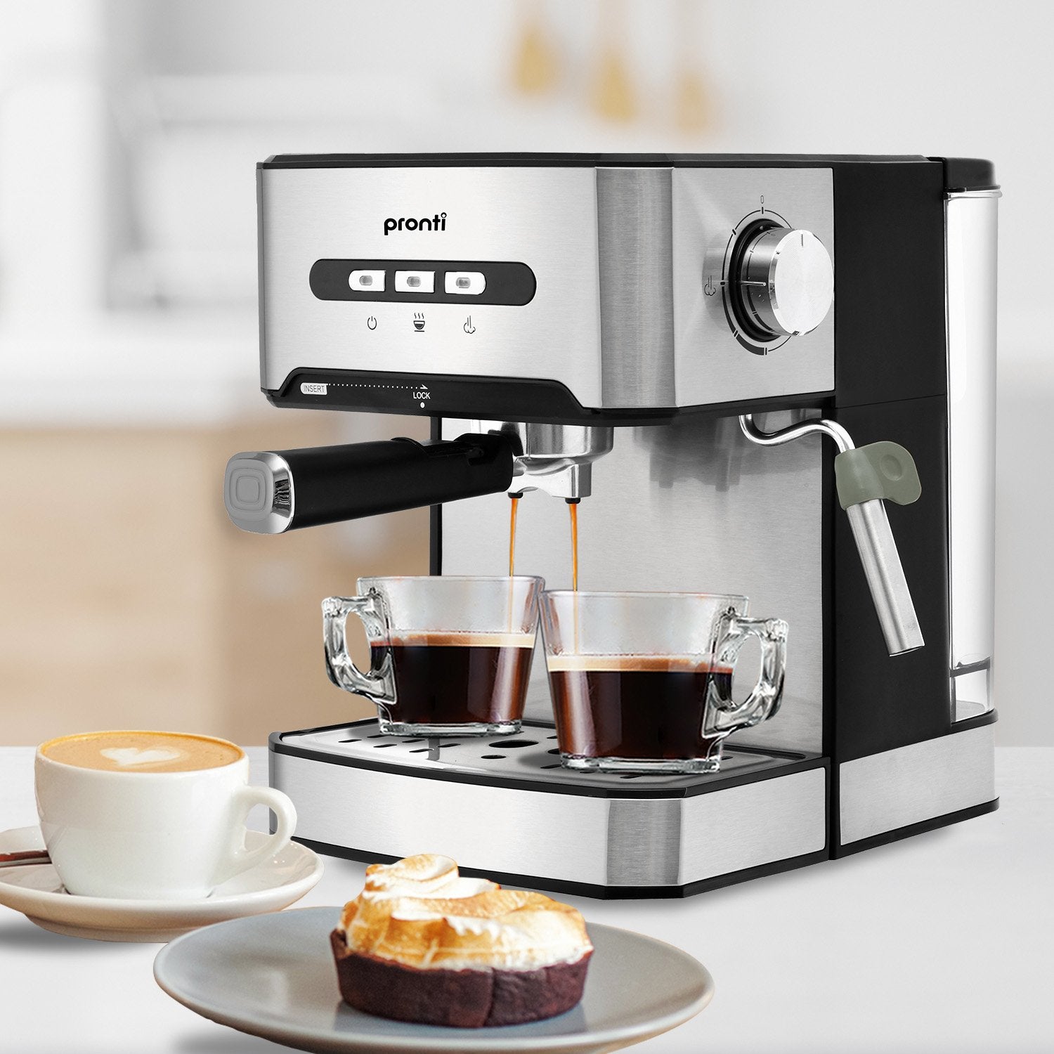 Pronti 1.6L Automatic Coffee Espresso Machine with Steam Frother-Appliances > Kitchen Appliances-PEROZ Accessories