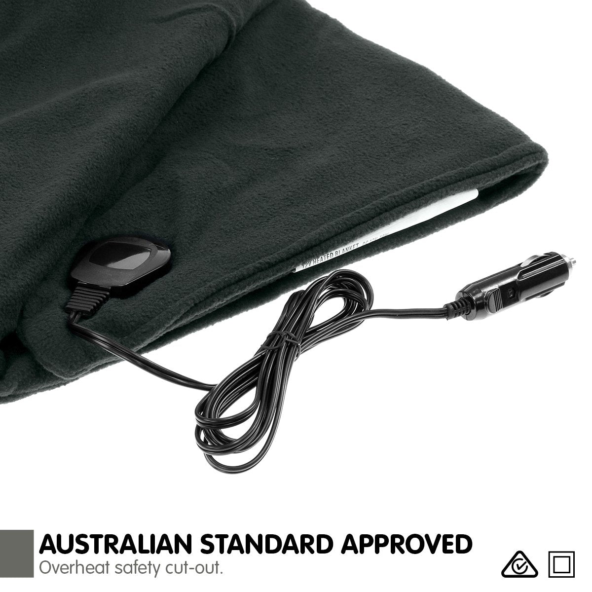 Laura Hill Heated Electric Car Blanket 150x110cm 12v - Black-Electric Throw Blanket-PEROZ Accessories