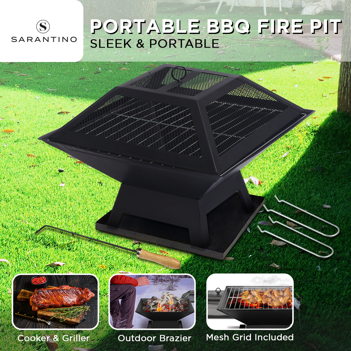 Wallaroo Portable Outdoor Fire Pit for BBQ, Grilling, Cooking, Camping-Home & Garden > BBQ-PEROZ Accessories