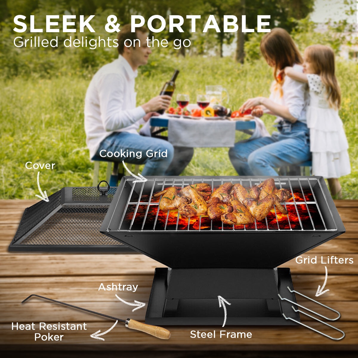 Wallaroo Portable Outdoor Fire Pit for BBQ, Grilling, Cooking, Camping-Home & Garden > BBQ-PEROZ Accessories