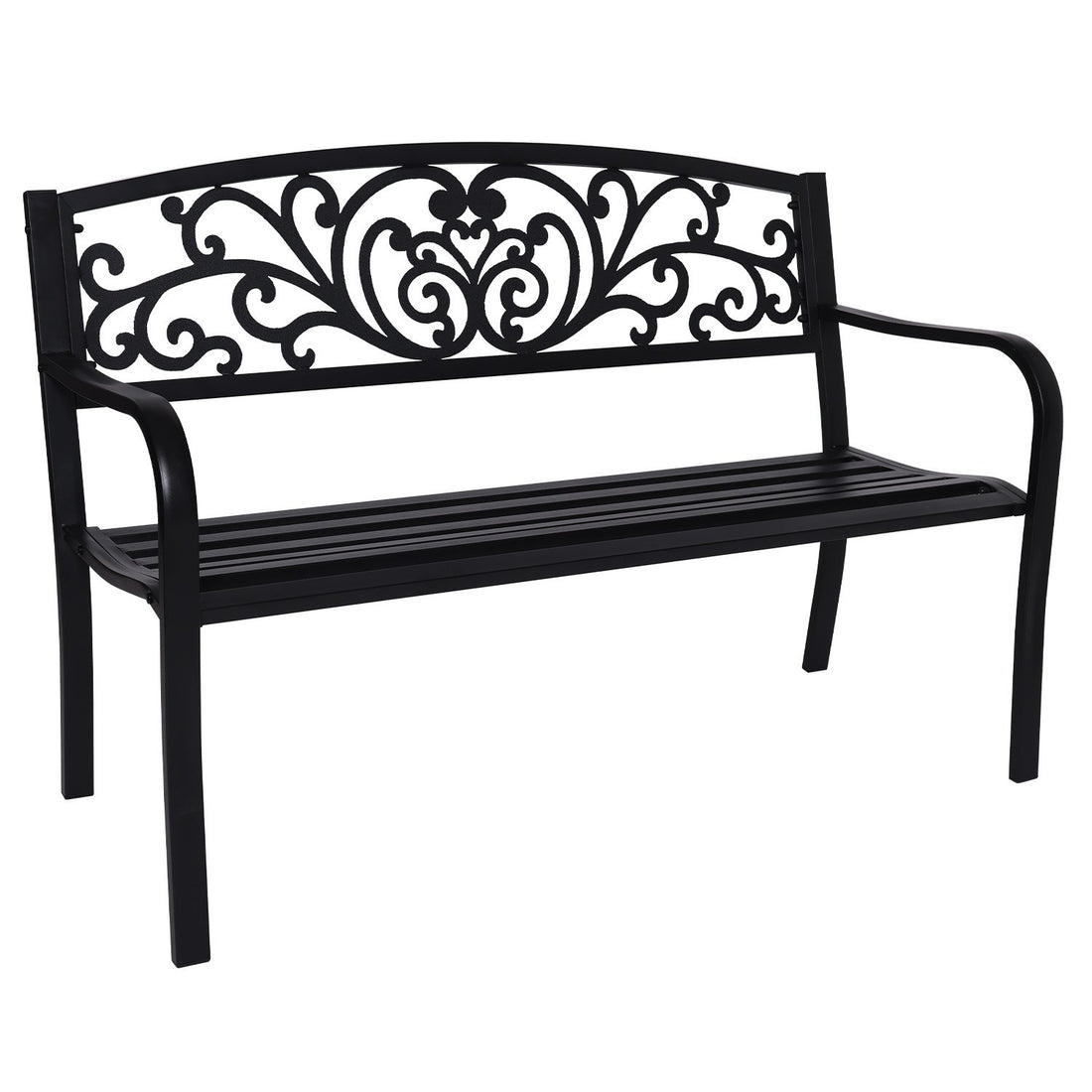 Wallaroo Steel Outdoor Garden Bench - Floral-Home &amp; Garden &gt; Garden Furniture-PEROZ Accessories