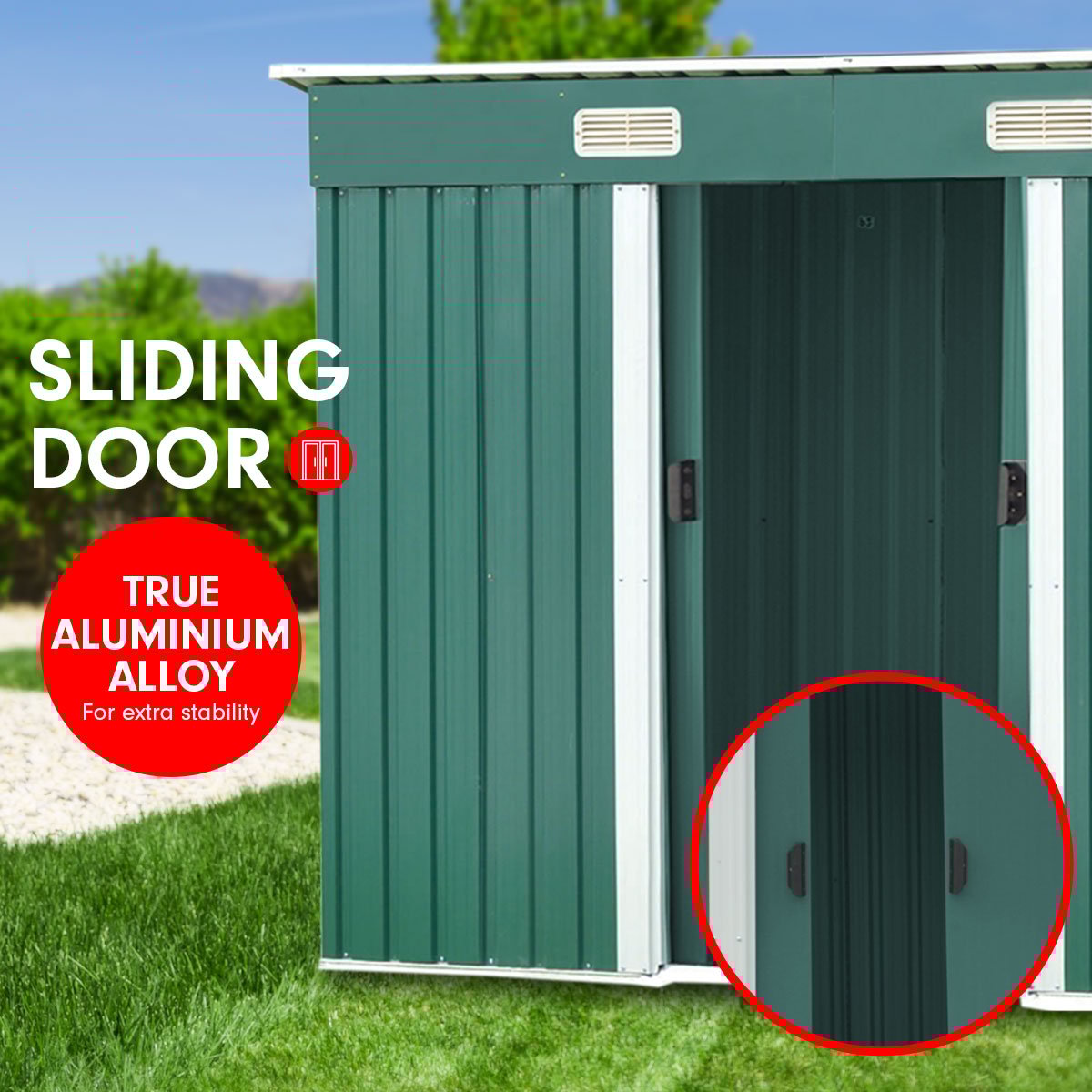 Wallaroo Garden Shed Flat 4ft x 6ft Outdoor Storage Shelter - Green-Home & Garden > Storage-PEROZ Accessories